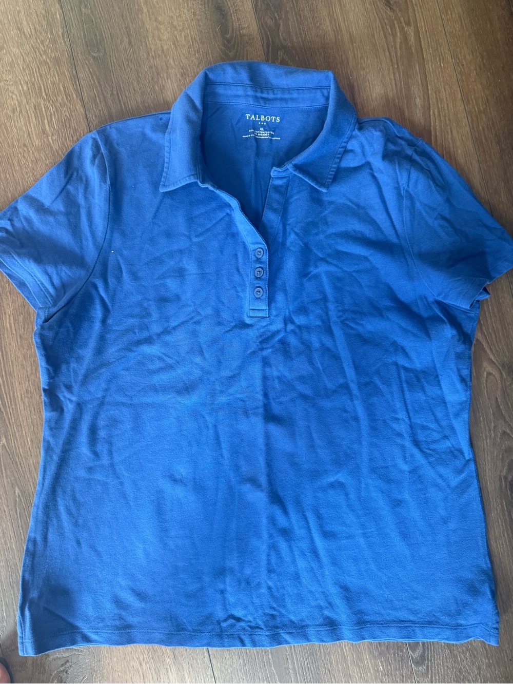 Talbots Navy Blue Cotton Blend Polo Top